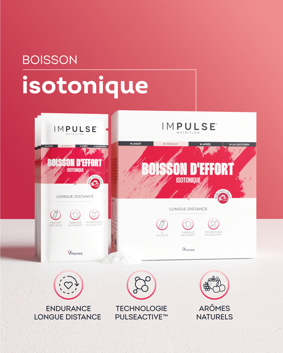 Isotonic sports drink with red fruit flavor