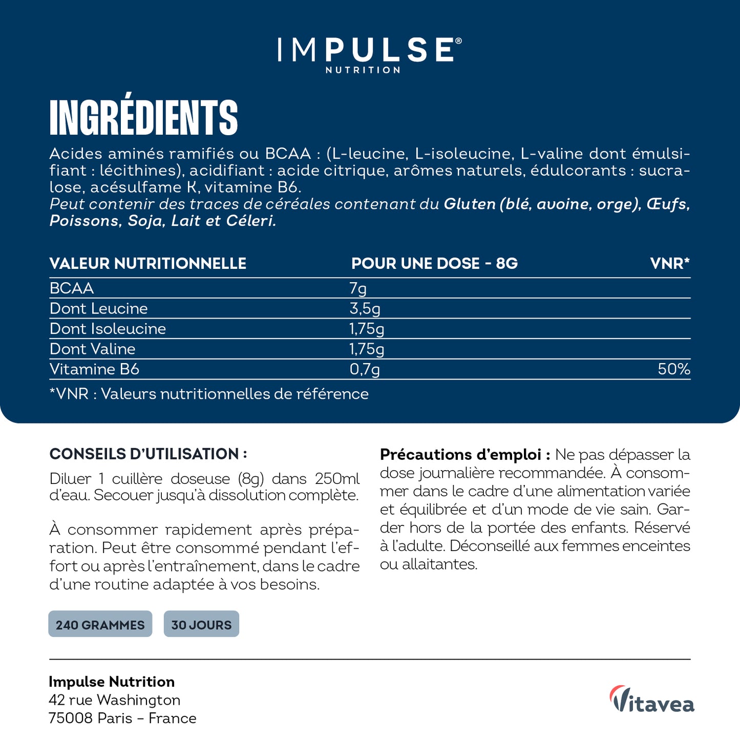 BCAA 2.1.1 saveur pêche