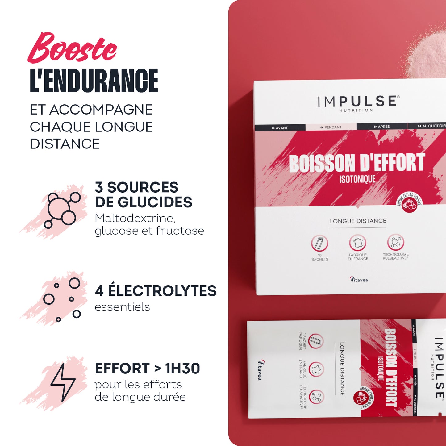 Boisson d'effort isotonique saveur fruits rouges