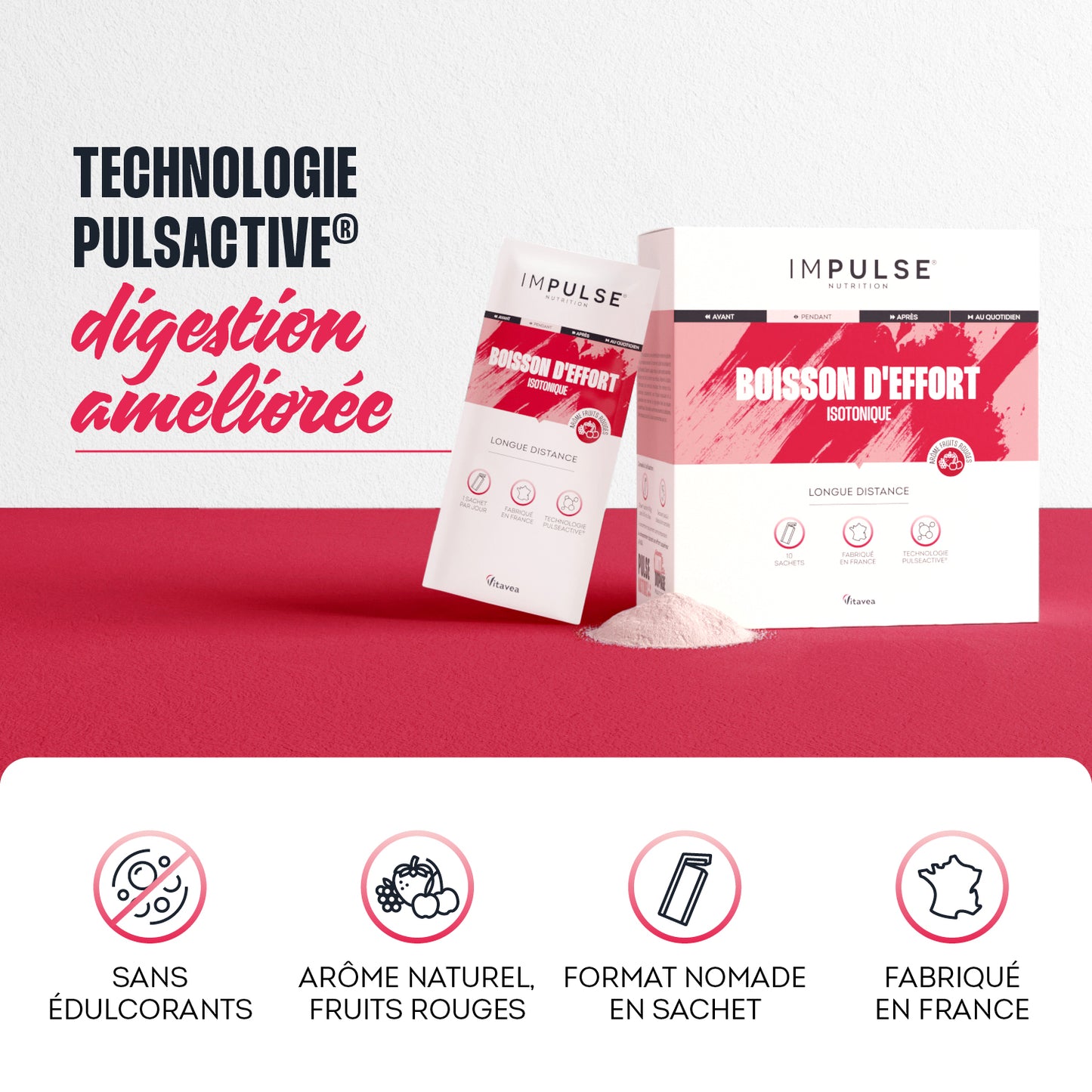 Boisson d'effort isotonique saveur fruits rouges