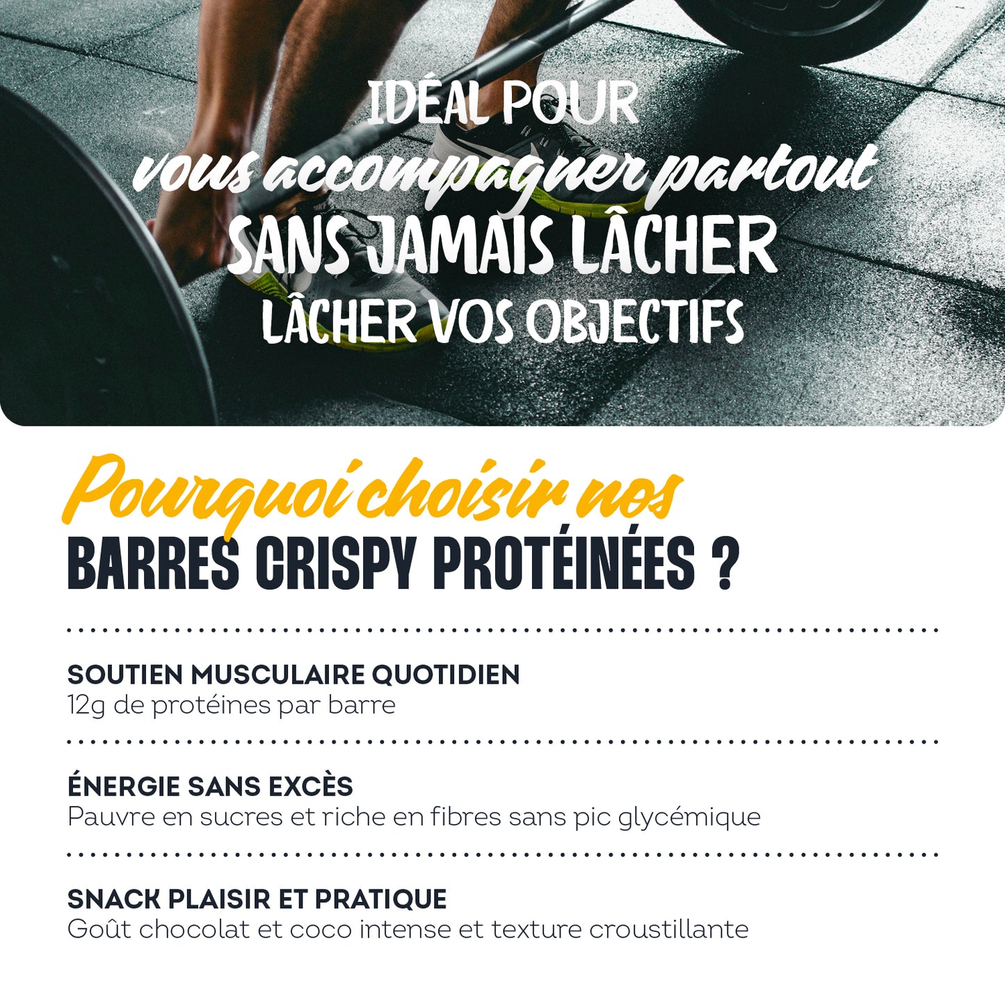 Barre protéinée crispy saveur choco-coco